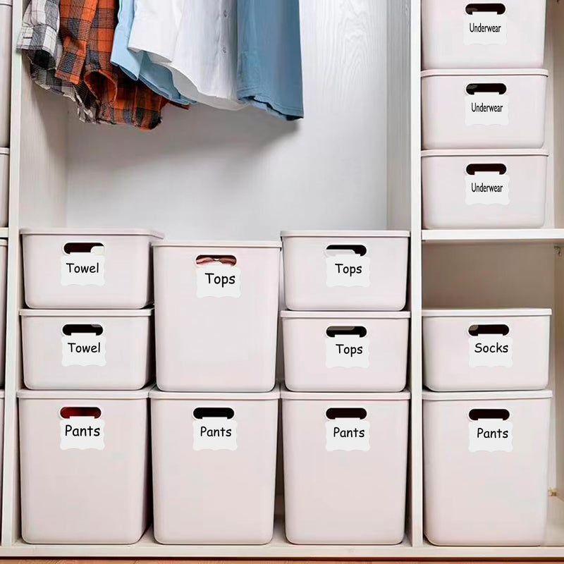 badigo Reusable Erasable Basket Label Clips - 12 White PVC Basket Clip Tags with 2 Black Chalk Pens | Commercial-Grade Reusable Bin Labels for Warehouse/Home Organization - Image 5